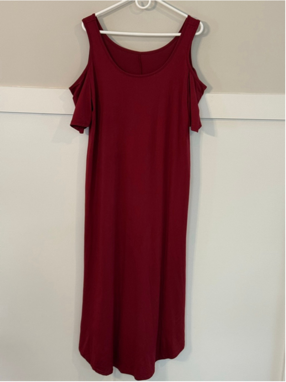 Vintage Red Cold Shoulder Maxi Dress Size 16 Sleeveless Pocket Evening Dress